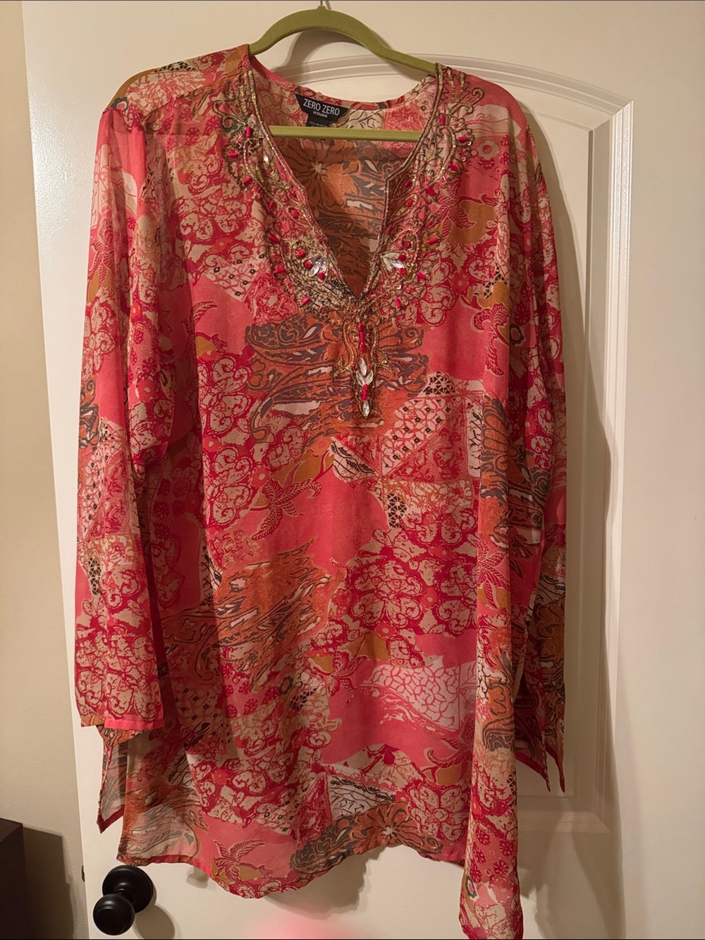 Zero Zero Floral Embellished V-Neck Cover Up 3X